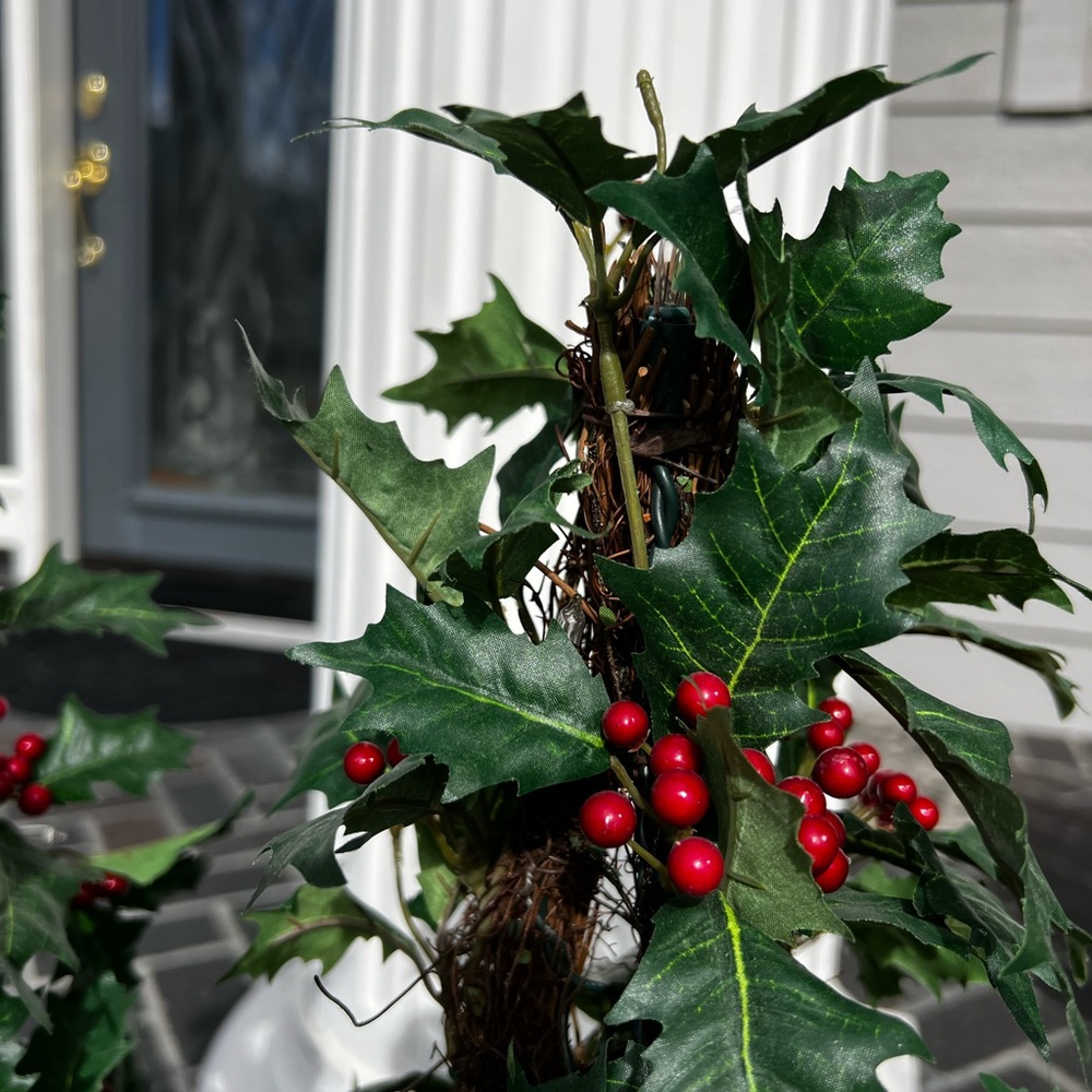 Set of 2 Lighted Berry Christmas Trees Holiday Decor - Picture 5 of 16
